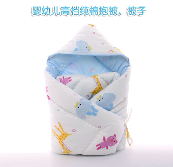 堡嬰寶藍色卡通豬嬰兒抱被