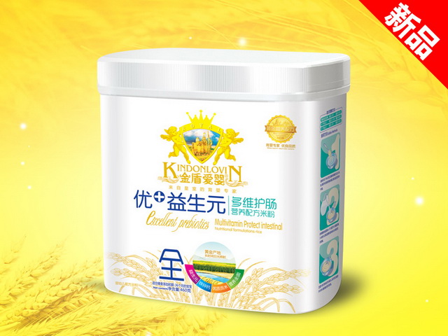 金盾愛嬰優(yōu)+益生元米粉桶裝-多維護腸