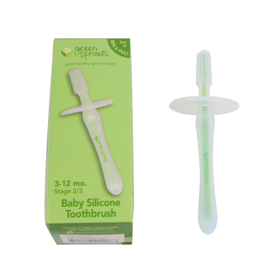 美國小綠芽食品級(jí)嬰兒硅膠牙刷