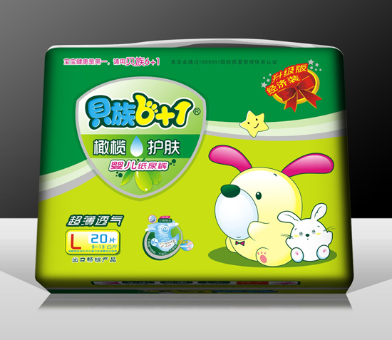 貝族6+1橄欖護膚+雙彈力腰圍紙尿褲L碼20片