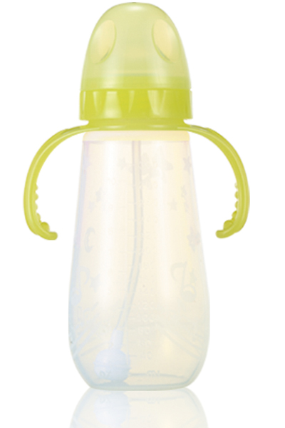 媽媽易240毫升全自動(dòng)雙柄寬口硅膠奶瓶(pp包裝)黃色