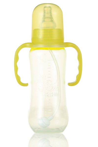 媽媽易240毫升PP全自動(dòng)雙柄葫蘆奶瓶黃色