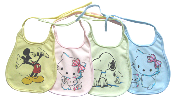 潤羽康絲光絨卡通圍兜