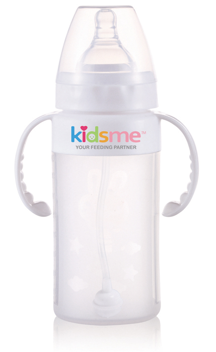 親親我白色帶柄奶瓶