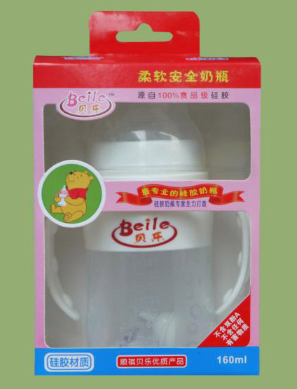 貝樂(lè)寬口徑帶柄硅膠奶瓶160ml