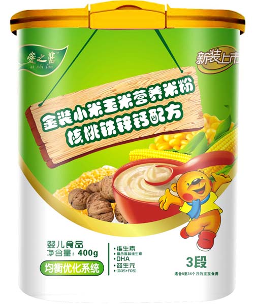 愛之藍金裝核桃鐵鋅鈣配方米粉3段