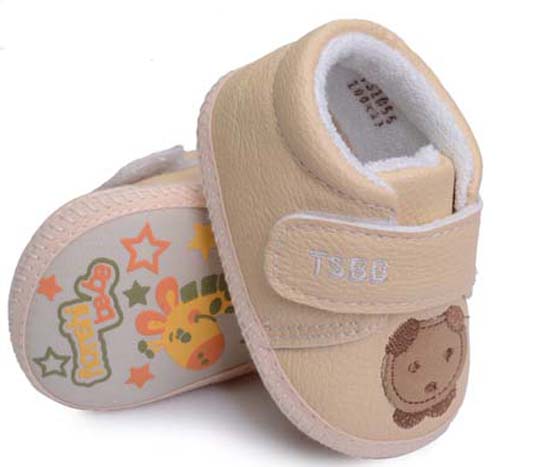 天使之嬰PU幼兒學(xué)步鞋杏色