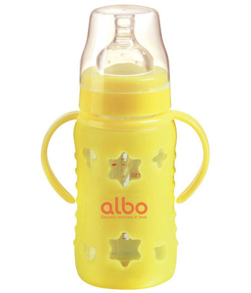 愛(ài)樂(lè)寶硅膠感溫自動(dòng)玻璃奶瓶240m黃色