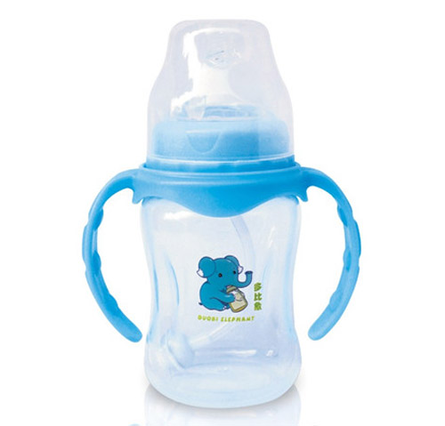 多比象帶手柄自動嬰兒奶瓶藍色
