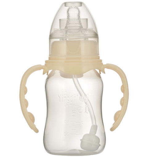 嬰之美標(biāo)口雙耳自動(dòng)圓弧PP奶瓶120ML乳白色
