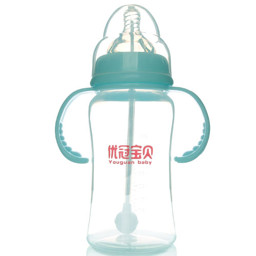 優(yōu)冠寶貝寬口帶柄自動(dòng)PP奶瓶300ml藍(lán)色