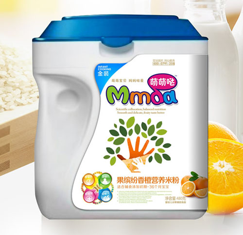 萌萌噠480克手拿桶果繽紛香橙營(yíng)養(yǎng)米粉