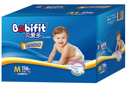 貝愛(ài)多超柔極薄紙尿褲M(mǎn)碼116片彩箱