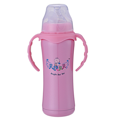 天使貝貝嬰兒不銹鋼奶瓶粉色