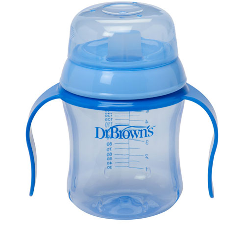布朗博士6安士軟吸嘴學飲杯藍色