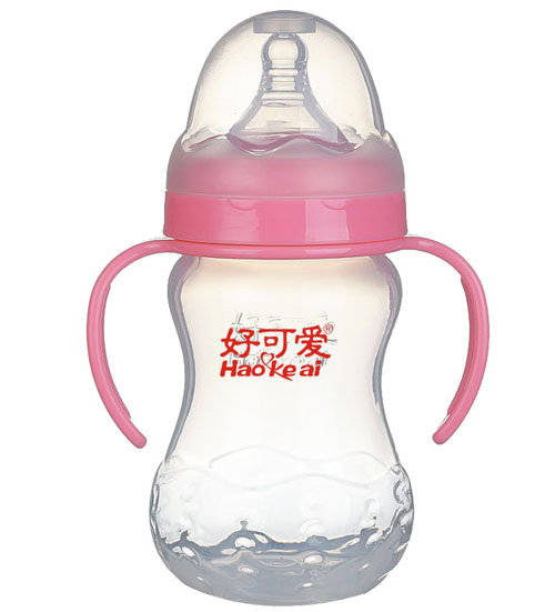 好可愛寬口自動吸管弧形奶瓶260ml