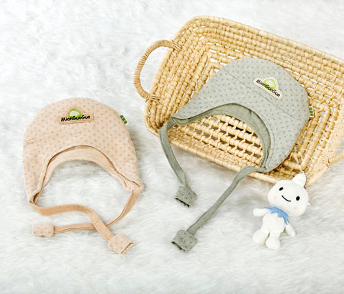 棉果果彩棉提花寶寶帽