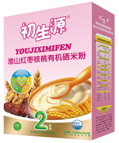 初生源淮山紅棗核桃有機(jī)硒米粉2段