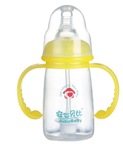 安心貝比雙柄標(biāo)口自動(dòng)吸管方角奶瓶150ml