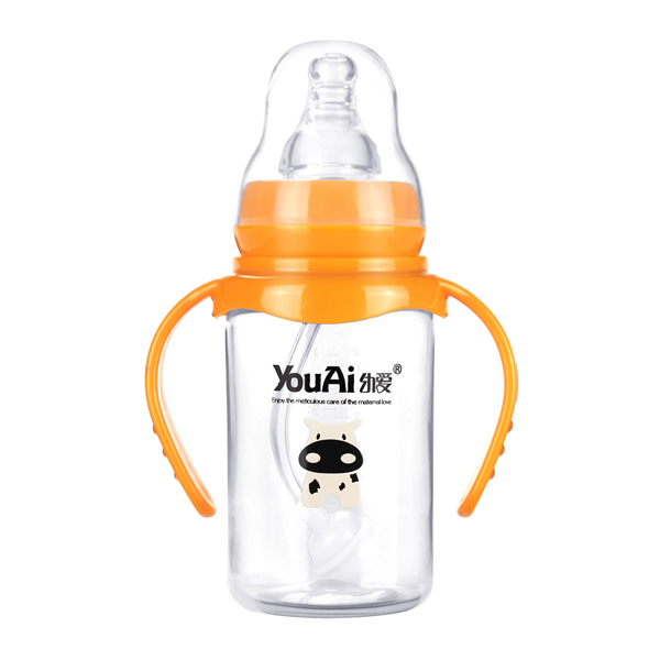 幼愛PP標口帶柄自動吸直身奶瓶120ml