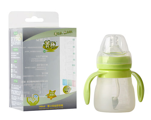 菁優(yōu)寬口徑硅膠奶瓶140ml綠色