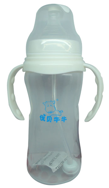 優(yōu)貝牛牛白色寬口雙柄全自動(dòng)PP奶瓶330ml