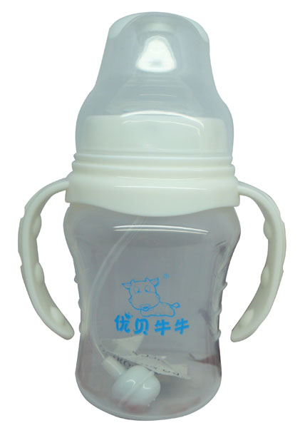 優(yōu)貝牛牛白色寬口雙柄全自動(dòng)PP奶瓶210ml