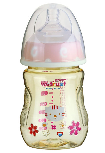 惟特思粉紅寬口PPSU奶瓶雙色無(wú)把手(180ml)