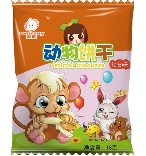 麥聰動(dòng)物餅干紅豆味18克