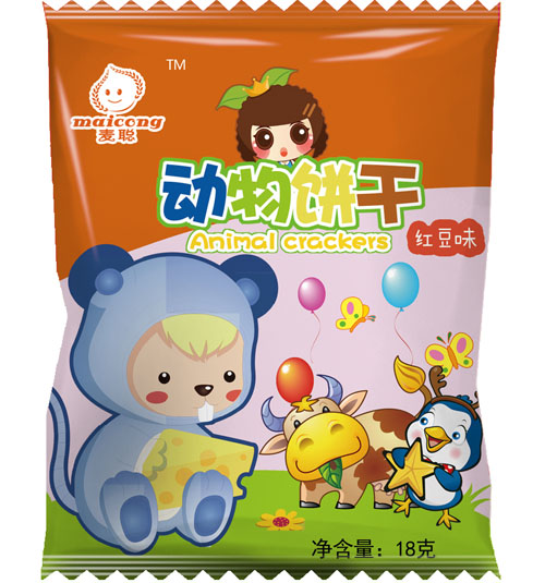 麥聰動(dòng)物餅干紅豆味18g