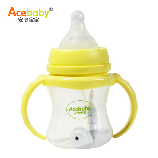 安心寶寶150ml小蠻腰PP奶瓶黃色