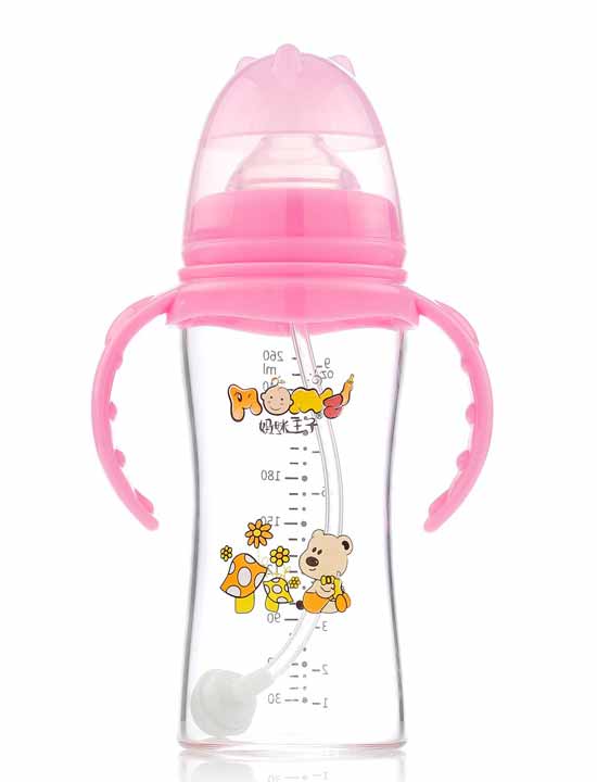 媽咪王子晶鉆玻璃自動(dòng)吸寬口260ml奶瓶