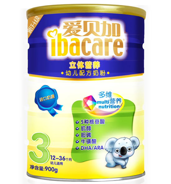 愛貝加立體營(yíng)養(yǎng)幼兒配方奶粉罐裝3段