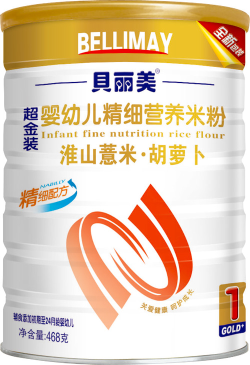 貝麗美淮山薏米胡蘿卜精細(xì)營養(yǎng)米粉408克聽裝