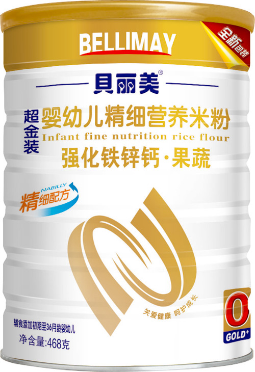 貝麗美強化鐵鋅鈣果蔬精細營養(yǎng)米粉408克聽裝