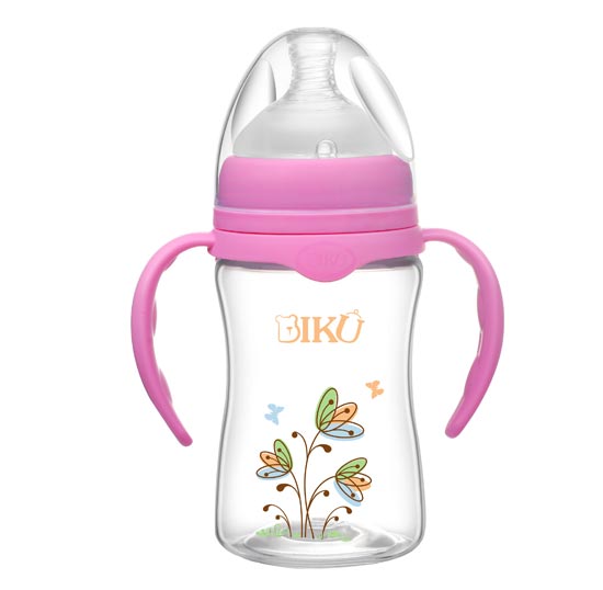 比酷熊嬰幼兒PP奶瓶玫紅色