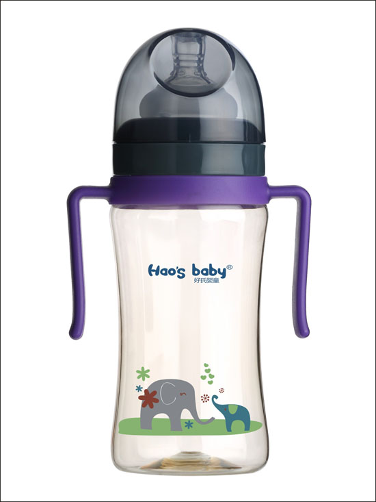 好氏嬰童小象印花紫色雙柄奶瓶(大)