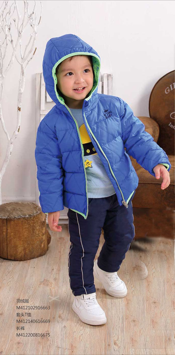 棉果果羽絨服藍色