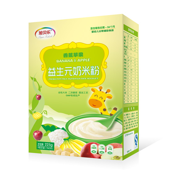 旭貝樂(lè)香蕉蘋果益生元奶米粉盒裝