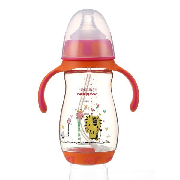 優(yōu)嘻噯PPSU有柄自動(dòng)感溫奶瓶320ml紅色