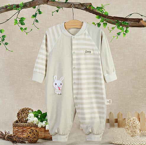 蓓琪兔嬰兒服飾2015秋冬新品彩棉系列系扣哈衣0