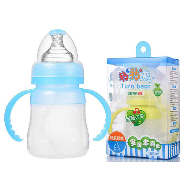 轉轉熊液態(tài)硅膠奶瓶 大口徑150ML