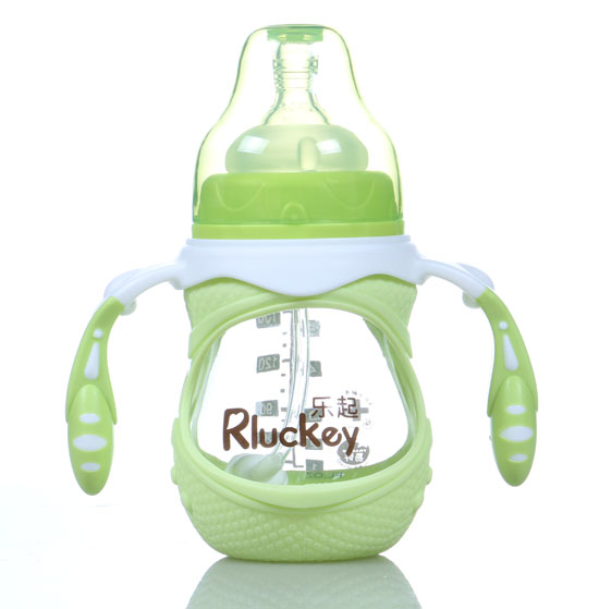 樂起寬口徑雙柄奶瓶綠色
