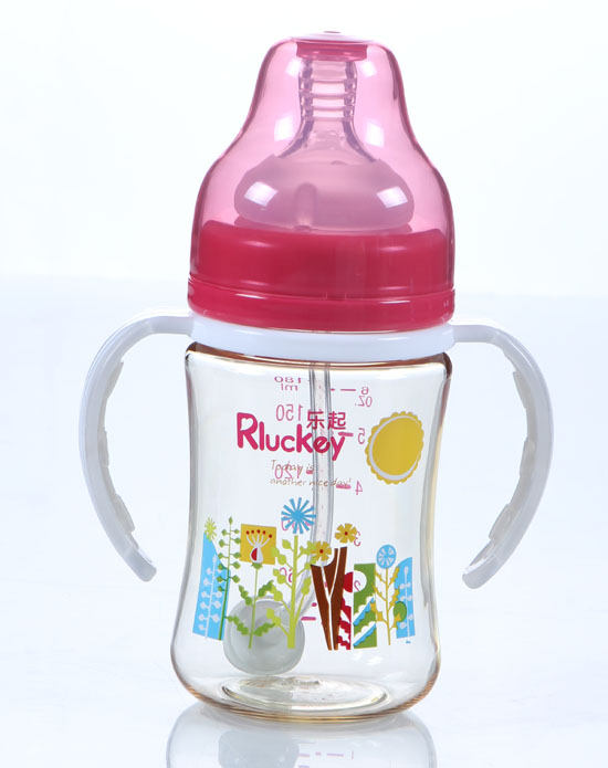 樂(lè)起PPSU防滑奶瓶180ml粉色