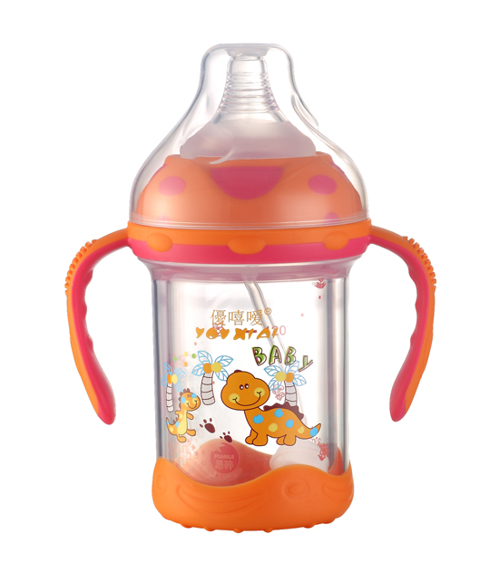 優(yōu)嘻噯炫彩防爆寬口玻璃奶瓶150ML黃色