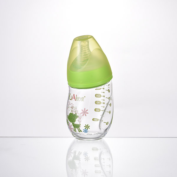 優(yōu)噯6安寬口企鵝型晶鉆玻璃奶瓶(180ML)