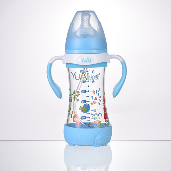 優(yōu)噯9安寬口弧線型晶鉆玻璃手柄自動(dòng)奶瓶(260ml)