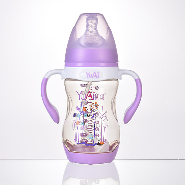 優(yōu)噯8寬口弧線型手柄自動PPSU奶瓶(240ml)(保護(hù)底座)