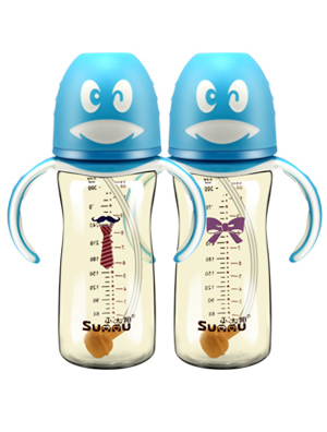 小太陽可愛企鵝自動刻度感溫奶瓶330ML