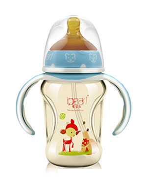 愛(ài)貝爾寬口貴族彩印納米銀奶瓶180ml